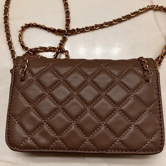 Badgley Mischka Taupe Quilted Crossbody Bag - Picture 8 of 8